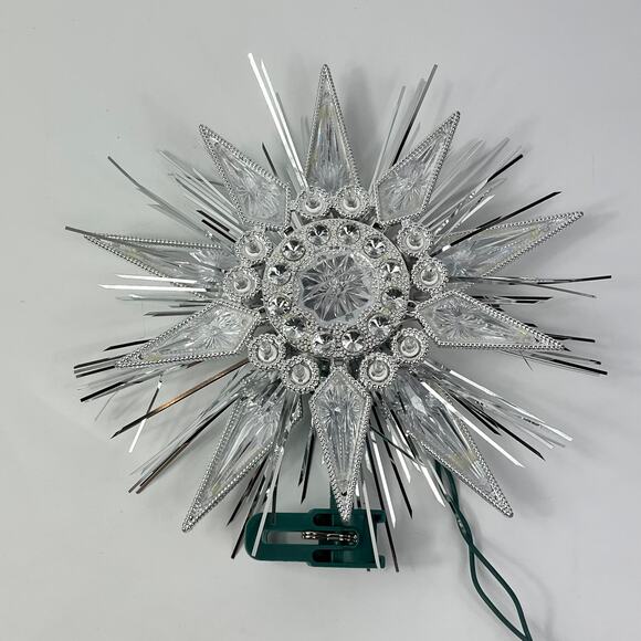 GE 21-Light Silver Jewel Tree Topper 9" Starburst Lighted Plug-In Holiday Decor - Picture 3 of 9
